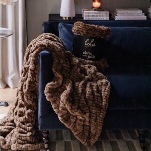 Lola Blanket collab Chris Loves Julia Brown Knit Baby Blanket